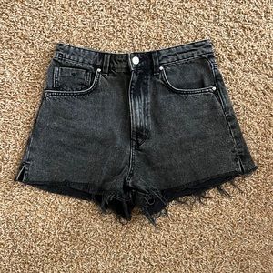 Black denim shorts